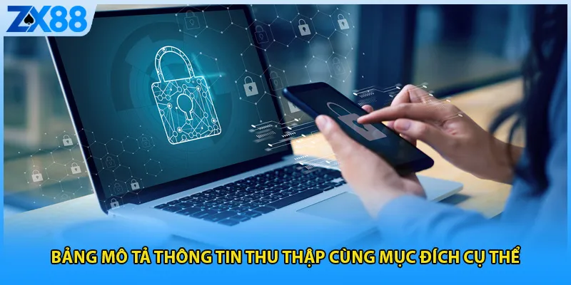 Bảng mô tả thông tin thu thập cùng mục đích cụ thể